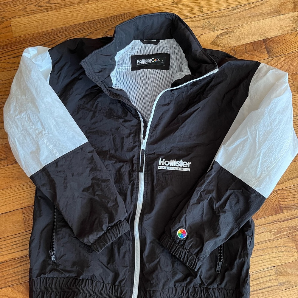 Hollister Black and White Windbreaker